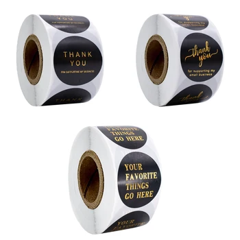 

New Beautiful Black Bronzing Thank You Stickers 1.5inch/3.8cm for Wedding Gift Card Business Packaging Decor Stationery Sticker