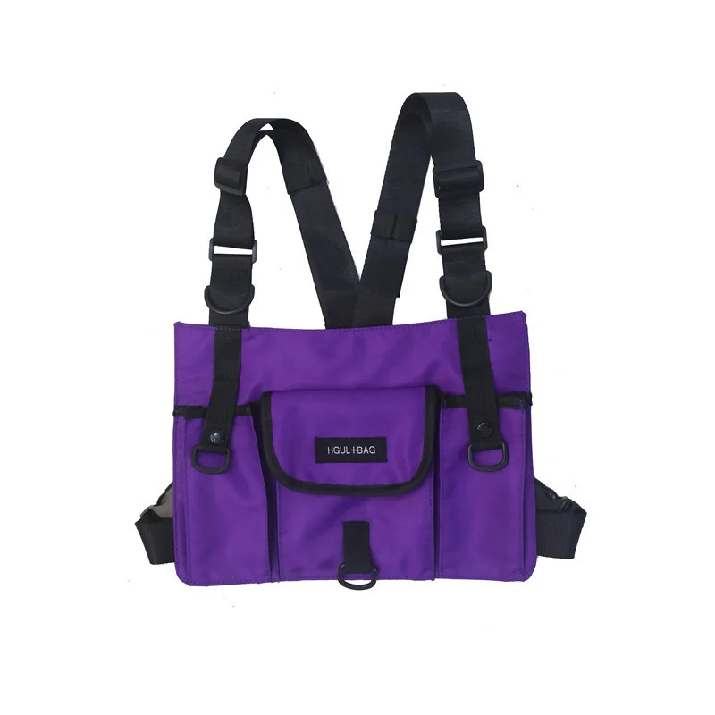 Тактическая Сумка, жилет, сумка на плечо, хип-хоп, уличная сумка, унисекс, рок-грудь, сумки, высокая емкость, черная, панк, сумка для почек - Цвет: Purple