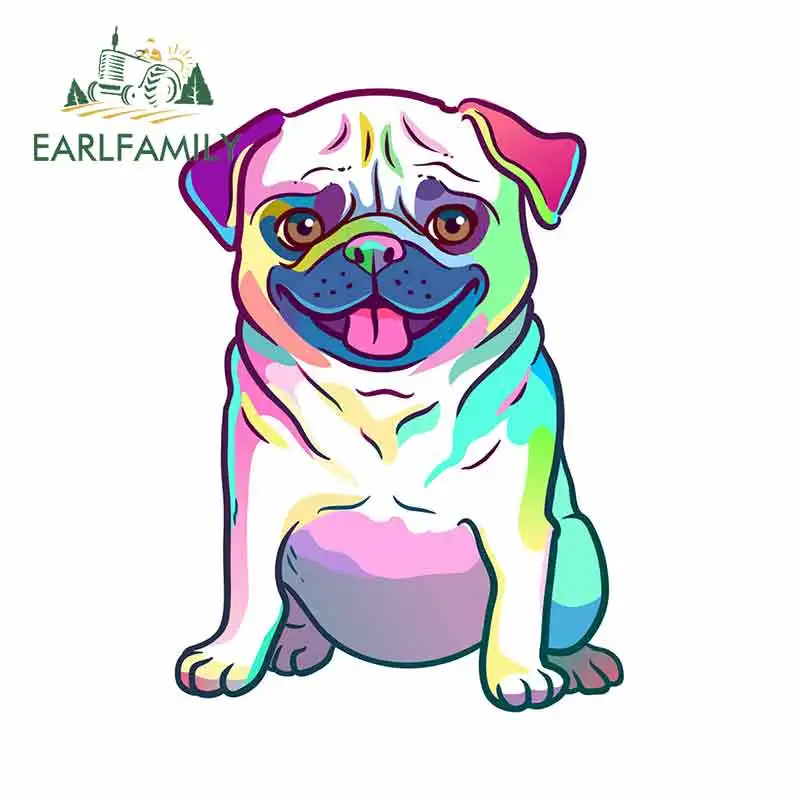 EARLFAMILY 13 см x 9 4 Виниловая наклейка с милым Мопсом собакой s щенком забавное