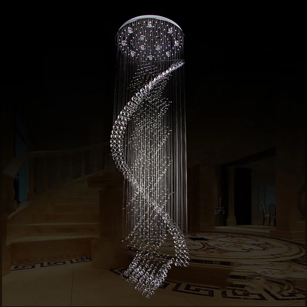 

Modern stair long crystal chandelier lighting living room hanging lamp staircase loft led chandeliers light fixtures
