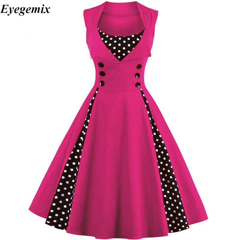 

S-4xl Women Robe Retro Vintage Dress 50 S 60 S Rockabilly Dot Swing Pin Up Summer Party Dresses Elegant Tunic Vestidos Casual