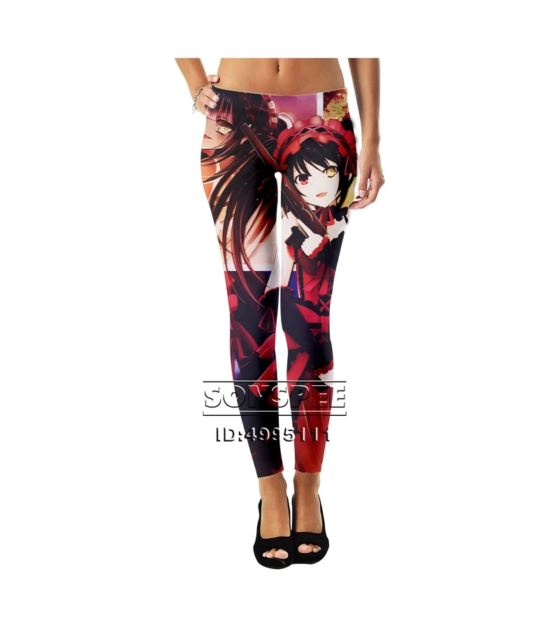 16 SONSPEE 3D принт аниме милые девушки Tokisaki Kurumi кошмар Девушки Дамы Женщины Средняя Талия Леггинсы сексуальные ретро лодыжки брюки A1074 - Цвет: 16