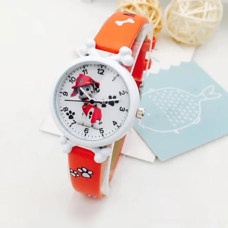Щенячий патруль мультфильм рисунок игрушечные часы детские электронные водонепроницаемые часы кожаный ремешок для мальчиков кварцевые часы для девочек подарок для детей