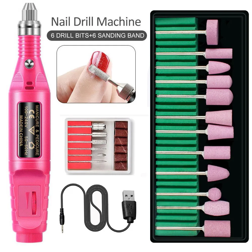 

Nail polisher Femme Electric Nail Kits Nail Tip Manicure Machine Nail Drill Pedicure 18pcs Scrub Drill Nagel Mujer chiodo nails