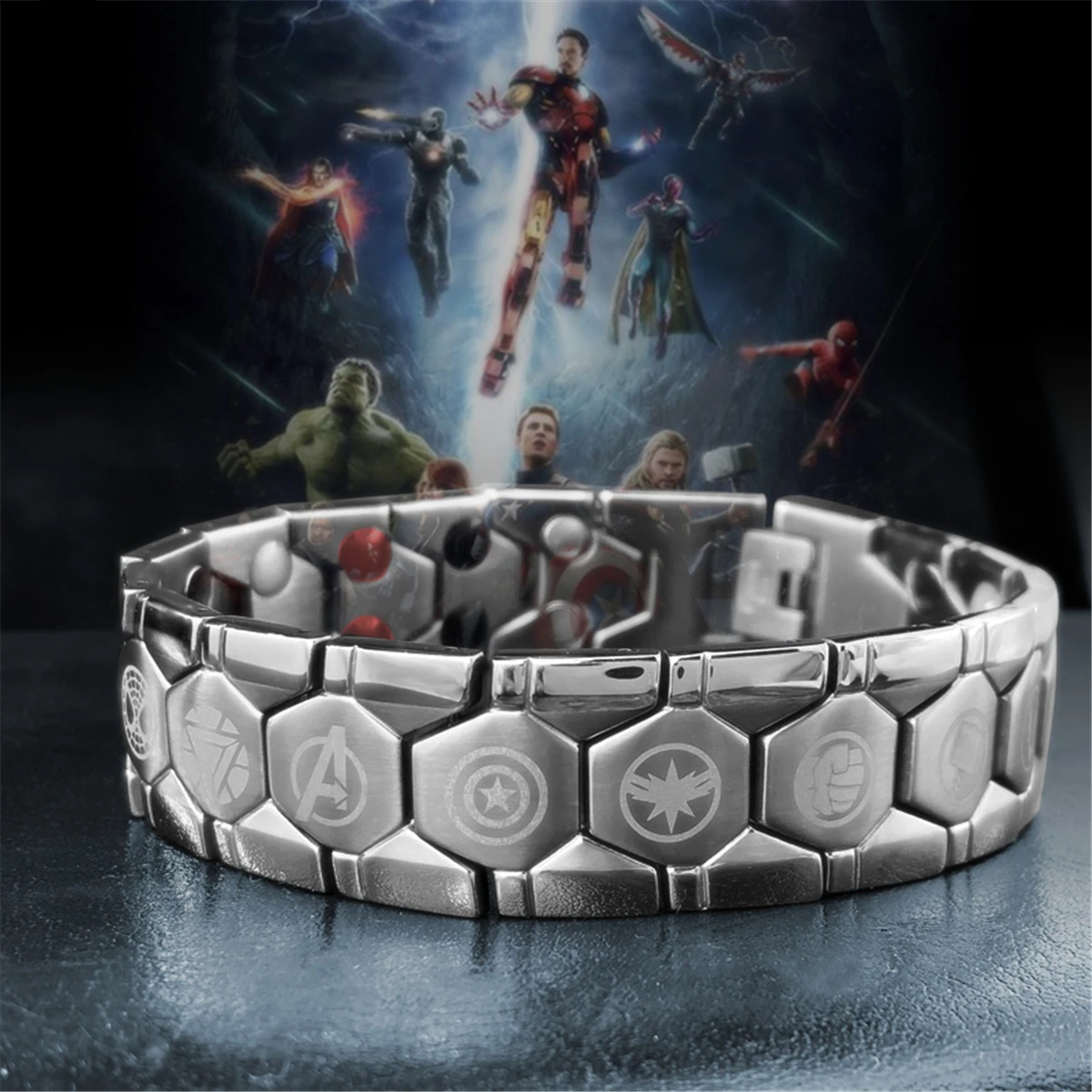 Супергерой Мстители Железный человек Человек-паук титановая сталь энергия нержавеющая сталь магнитный силовой браслет подарок для Него