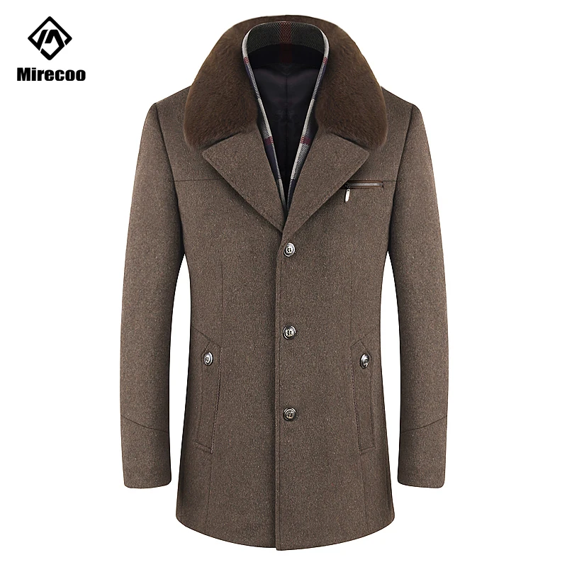 

Fur Coat Men Detachable Scarf Overcoat Men Thick Solid Woolen Long Jacket Men Men's Business Warm Wool Winter Coat 2019 Clothing