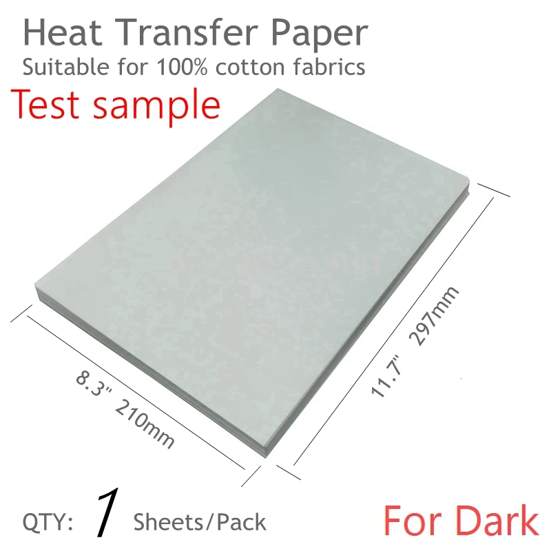 A4 dark 1sheets Высокотемпературная бумага для струйного принтера A4, сублимационная футболка, темный хлопковый светильник, бумага для теплопередачи - Цвет: A4 dark 1sheets