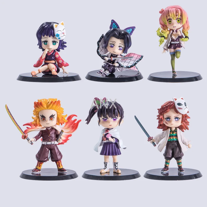 

8CM Demon Slayer Rengoku Kyoujurou Tsuyuri Kanawo Sabito Makomo Figure PVC Action Anime Collection Doll Model Toy Gifts