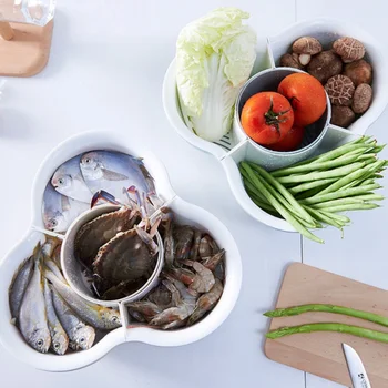 

Fruit Vegetable Wash Basket Strainer Plastic Household Double-Dish Basket Kitchen Tool Refrigerator Storage Box Food Container