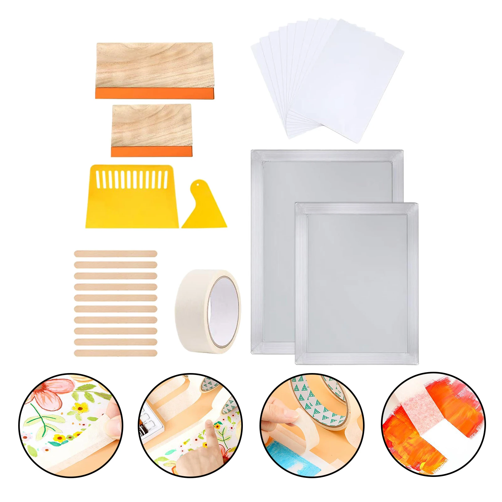 27Pcs Silk Screen Printing Starter Kit Stainless Steel Frame DIY T-Shirt