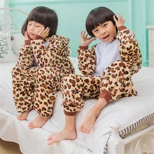 Детская Пижама кигуруми с леопардовым принтом для мальчиков, пижама С Рисунком Тигра, забавный комбинезон, одежда для сна с рисунком животных