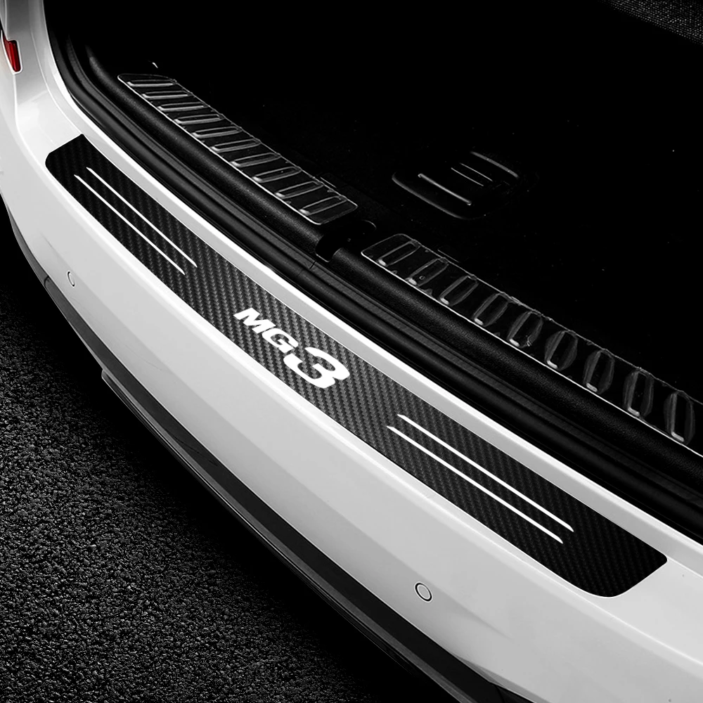 Carbon Fiber Car Tail Trunk Scuff Guard Protector Sticker Rear Bumper Load Edge Protection Decal for MG MG3 Emblem Accessories