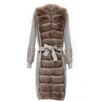 

Maylofuer 100% wool sweater leather grass fox fur coat fashion trend commuter women's jacket to keep warm