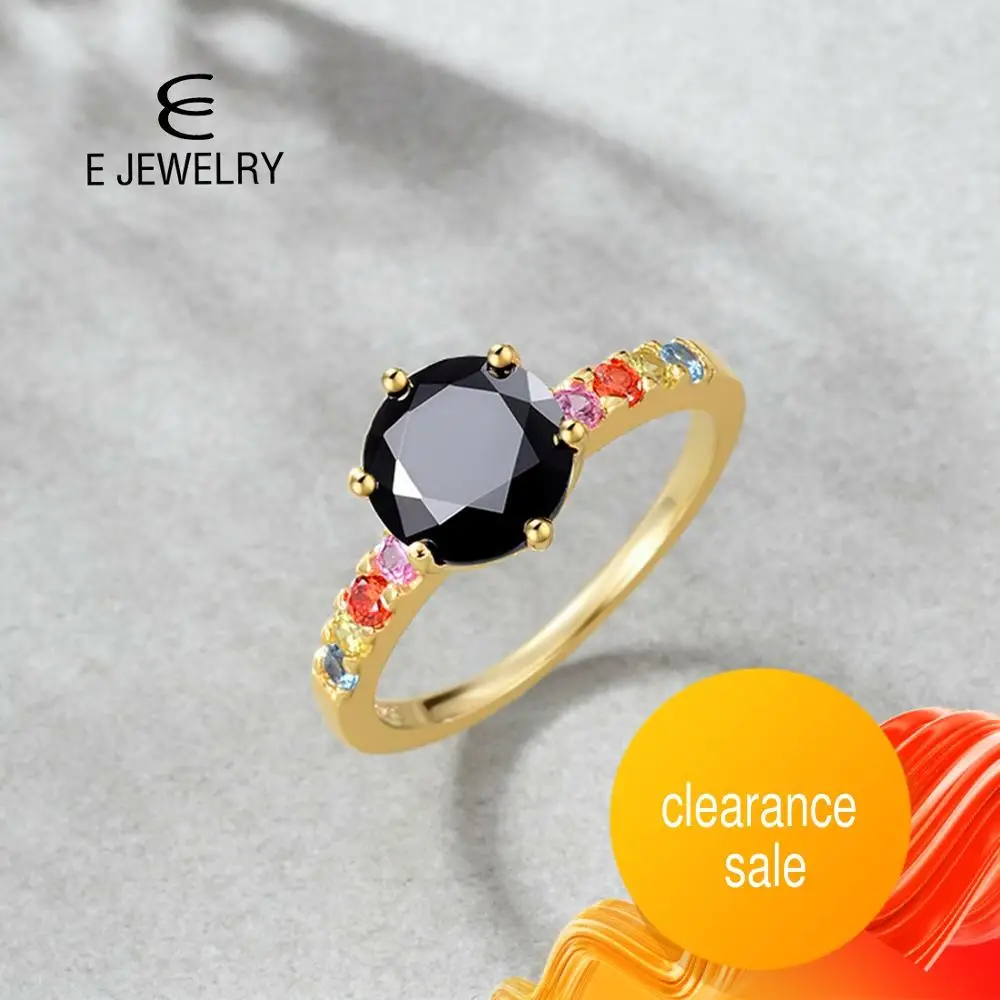 E 925 Стерлинговое Серебро Радужное кольцо для женщин 14K позолоченное