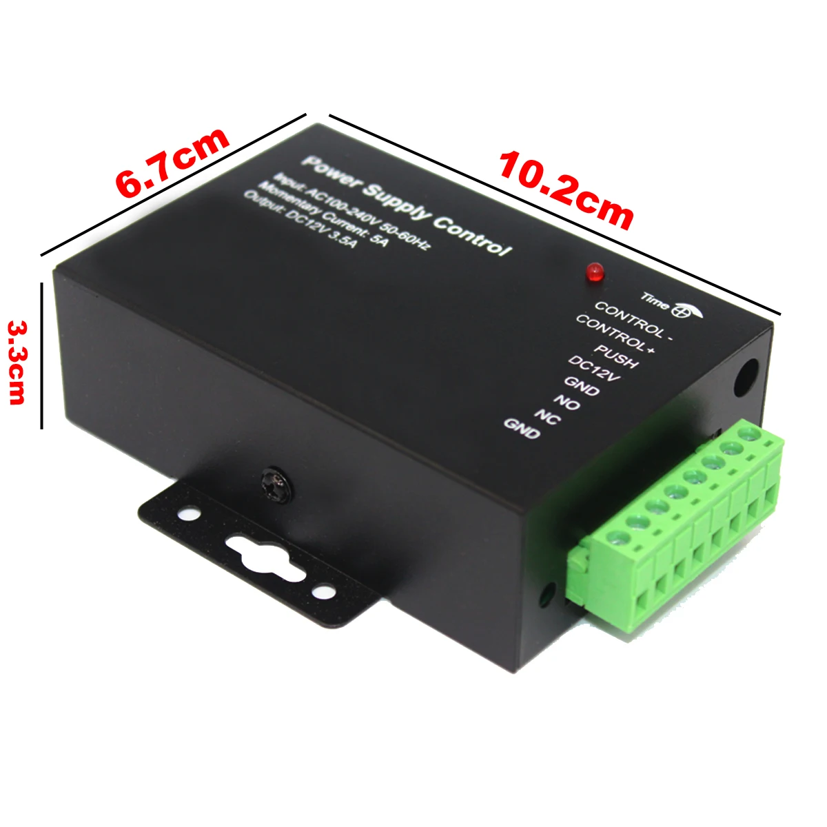 

DC 12V 24W 3.5A Door Access Control Power Supply Switch 3.5A Time Delay Adjustable AC100V-240V Input NO/NC Output