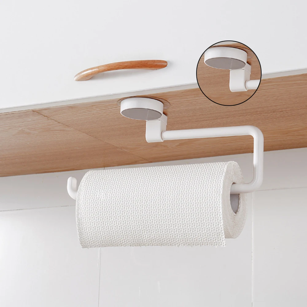 Kitchen rack free punching no trace bathroom towel paper towel roll holder plastic wrap rack storage rack