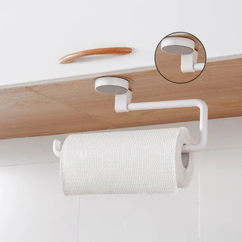 

New Kitchen Rack Free Punching No Trace Bathroom Towel Paper Towel Roll Holder Plastic Wrap Rack Storage Rack
