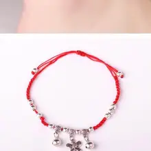 Год судеб красный веревочный браслет на ногу для мужчин и женщин пара Ретро мода красная веревка корейский стиль Созвездие колокол ножной браслет