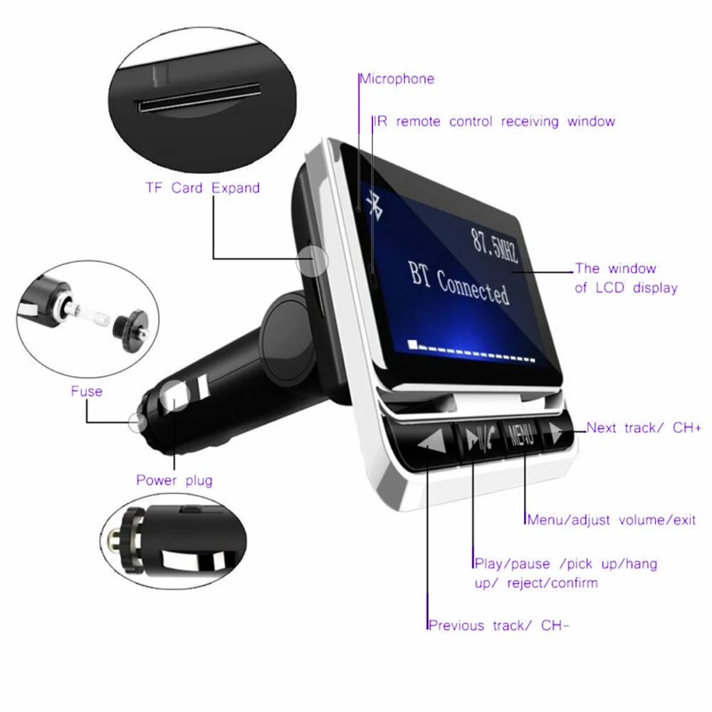 1,4 дюймовый ЖК-дисплей Автомобильный MP3 Bluetooth плеер FM12b большой экран многофункциональная карта пульт дистанционного управления