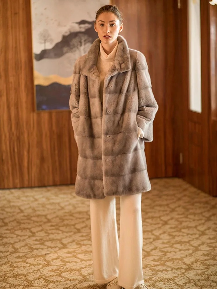 CAMEL Fang Tai Fur зимняя куртка из бархата и меха норки для женщин, Классическая тонкая норковая шуба, женские пальто из натурального меха норки - Цвет: CAMEL