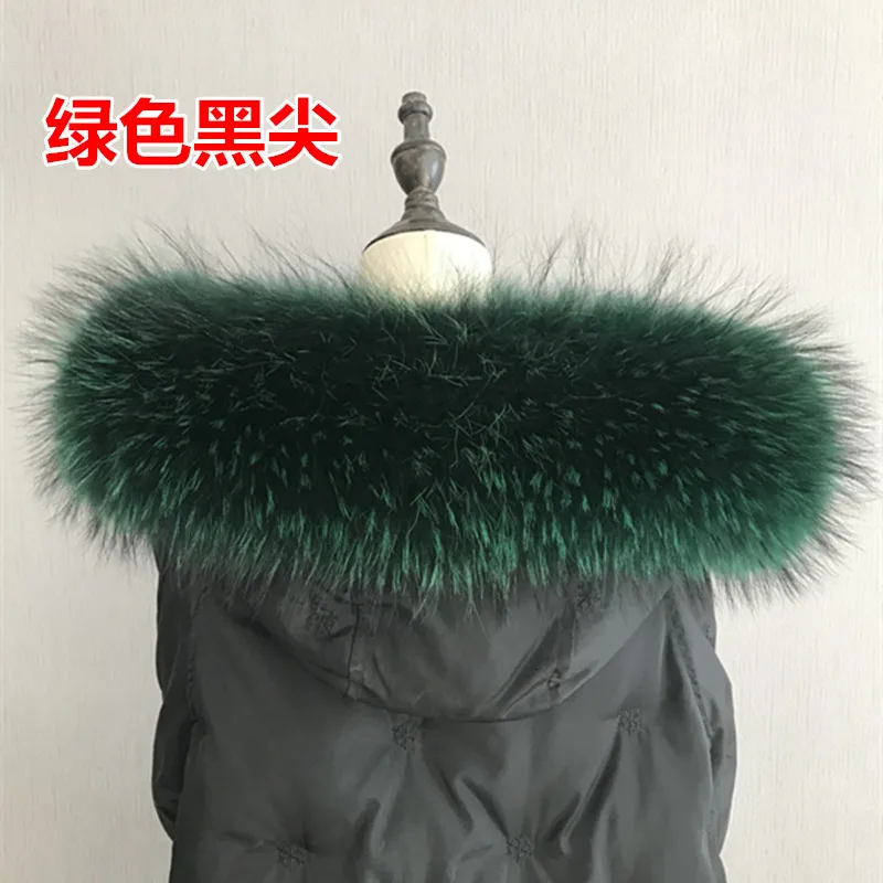 Зимнее новое пальто с воротником из натурального меха енота, модная теплая шаль большого размера, Воротник из лисьего меха, женский длинный роскошный брендовый шарф для женщин - Цвет: green