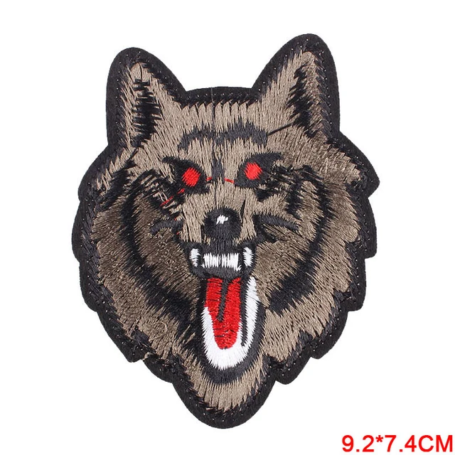 Wolf Head Iron on Patches for Clothing DIY Embroidery Stripe on Clothes Animal Sequin Applique Badge Applique Cloth Fabric Craft 0072