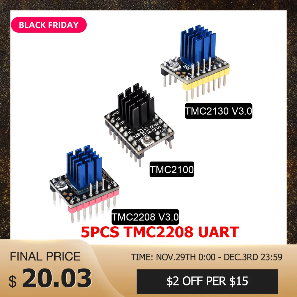 TMC2130 TMC2208 TMC2100 Драйвер шагового двигателя Stepstick драйвер 3d части принтера SKR V1.3 Ramps 1,4 1,6 плата управления VS TMC2209