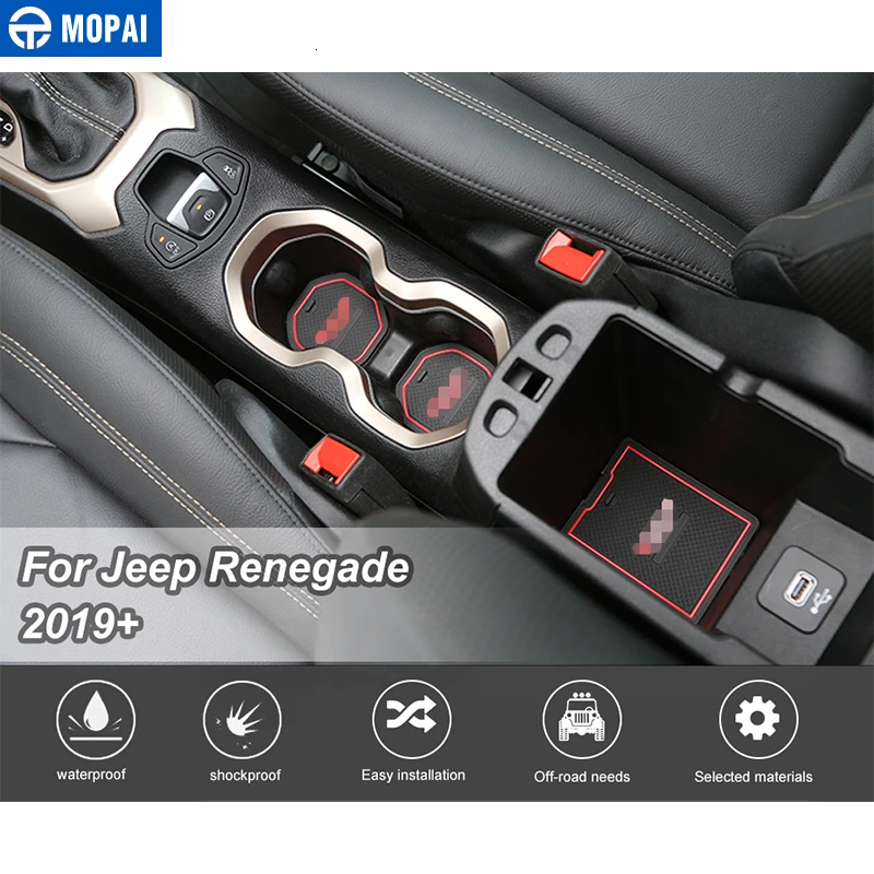 Коврик для двери MOPAI Jeep Renegade 2019 + слот автомобильных ворот подстаканник