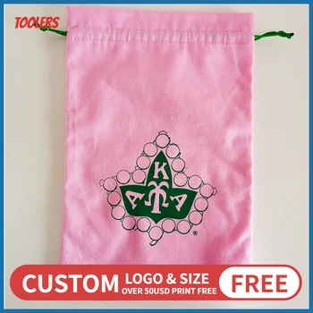 

50pcs 20x30cm Pink-color 100% Cotton Canvas Drawstring Storage Bag Custom Logo Handmade Shoes Handbag Shopping Packaging Bag