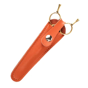 Günstige 1PCS Orange Leder Haar Scissor Beutel Einzigen Stück Scissor Halter Tasche In Kuh Leder Dauerhaften Einsatz Salon Werkzeuge Tasche Haar Accessori