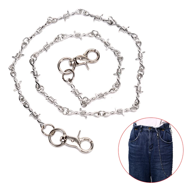 QrhYK Hot Unisex Fashion 75cm Rock Punk Style Metal Pants Key Chain Pallet Chain Metal Wind Bamboo Pants Key Chain 1PC