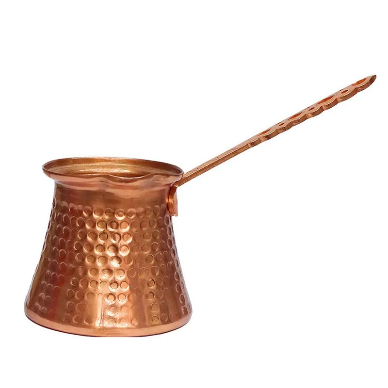 SET OF5 Turkish Handmade Copper Coffee Maker Pot CEZVE Brass Handle SILVER Color 