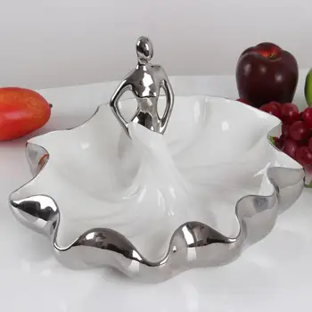 

Fruit Plate Houseware Dinner Tray Tableware Decor Gift and Craft Accessories Dancer Ceramic Ornamental Porcelain Abstract Female
