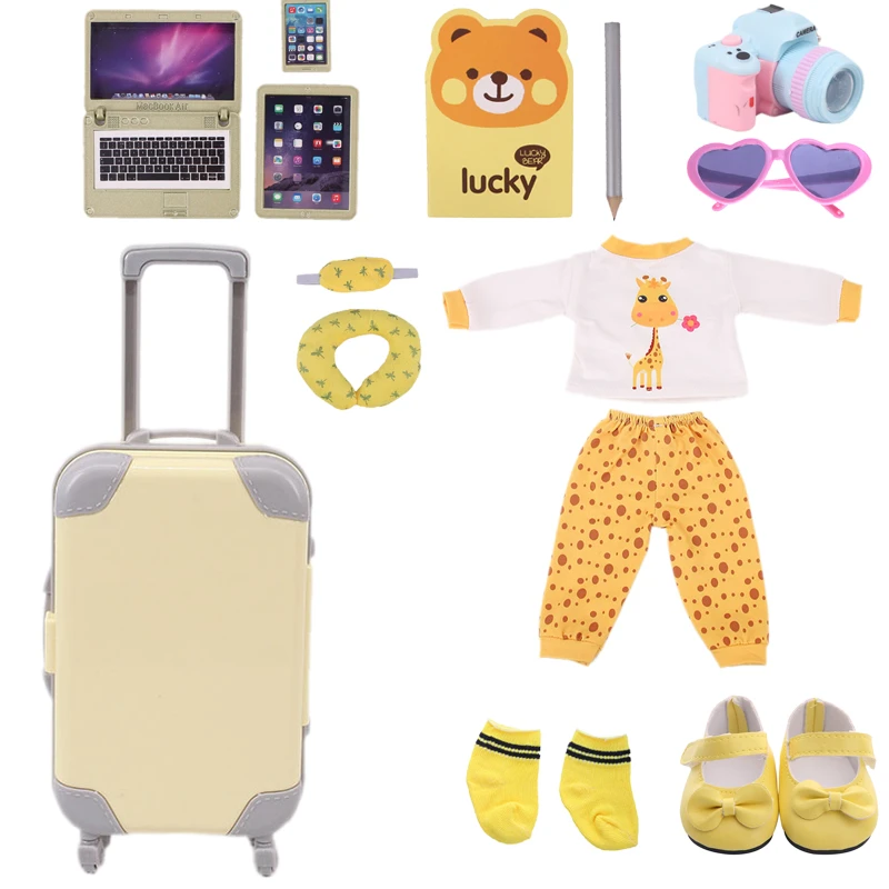 Poupee Ours Jaune Vetements Chaussures Valise Pour Poupee Americaine De 18 Pouces Et 43cm Bebe De Generation Russe Cadeau De Noel Pour Fille Nouvelle Collection Aliexpress