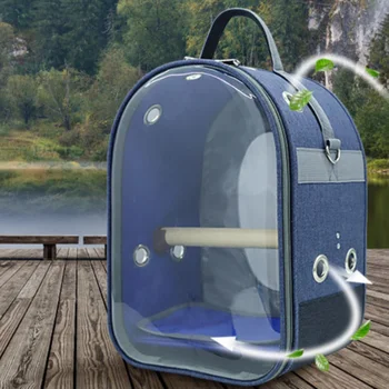 

Parrot Backpack pet Carrying Cage Outdoor Travel Comfortable Breathable transparent Carrier Backbag Space Capsule with bracket