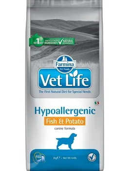 

Vet Life Dog Hypoallergenic dog food with food allergies, Fish and potato 12 kg.
