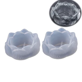 

1pcs Transparent Lotus Candle Holder Ashtray Silicone Resin Mold DIY Casting Crystal Storage Box Jewelry Making Craft