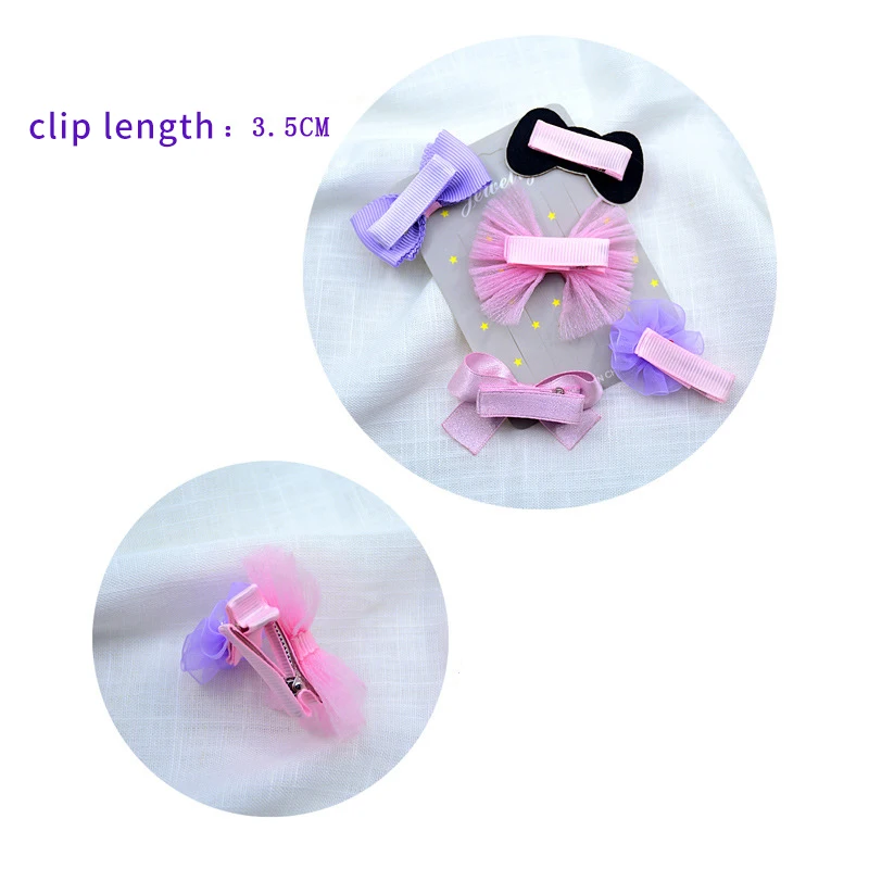 5 Pcs/Set Furball Baby Hair Clips For Girls Rhinestone Shiny Glitter Hair Pins Kids Princess Elsa Hair Clip Set Hair Accessories