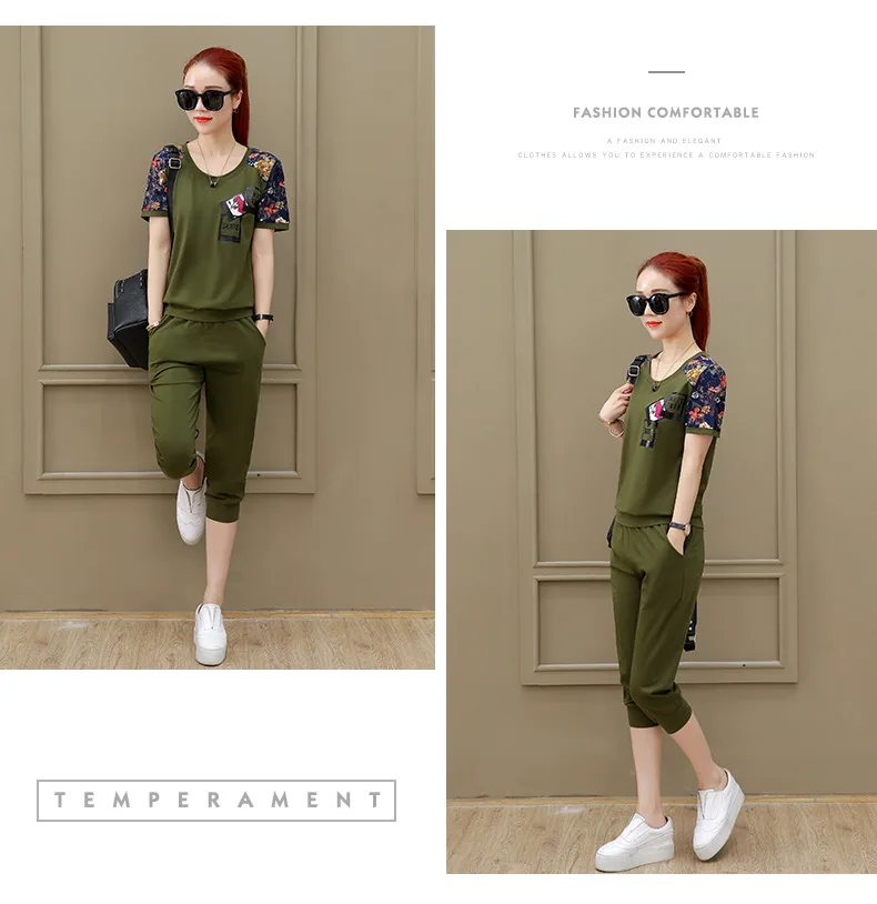 cute pj sets Top selling product in 2020 Summer Sporting suit female printing Lady clothes set Korean style  T-shirt + pants factory Outlet plus size pjs