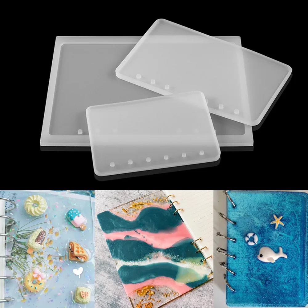 

1 Pcs A5 A6 A7 Clear Loose-leaf Notebook Cover Silicone Molds Pocketbook UV Resin Epoxy Mold For DIY Handmade Making Crafts