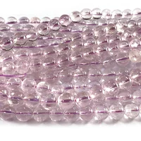 Veemake Natural Genuine Clear Purple Kunzite Spodumene Cat's Eye Round Loose Gemstone Beads 7mm 7.8mm 1