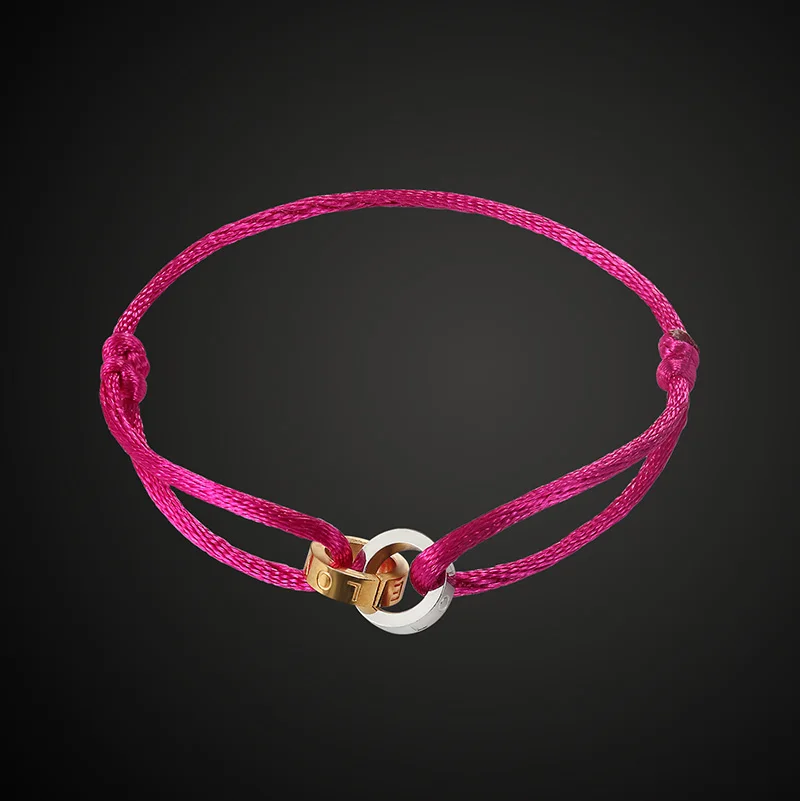 Vankeliif Simple Stainless Steel Two Circle Unisex Bracelet Handmade Red Rope Classic Fashion Jewelry Gift