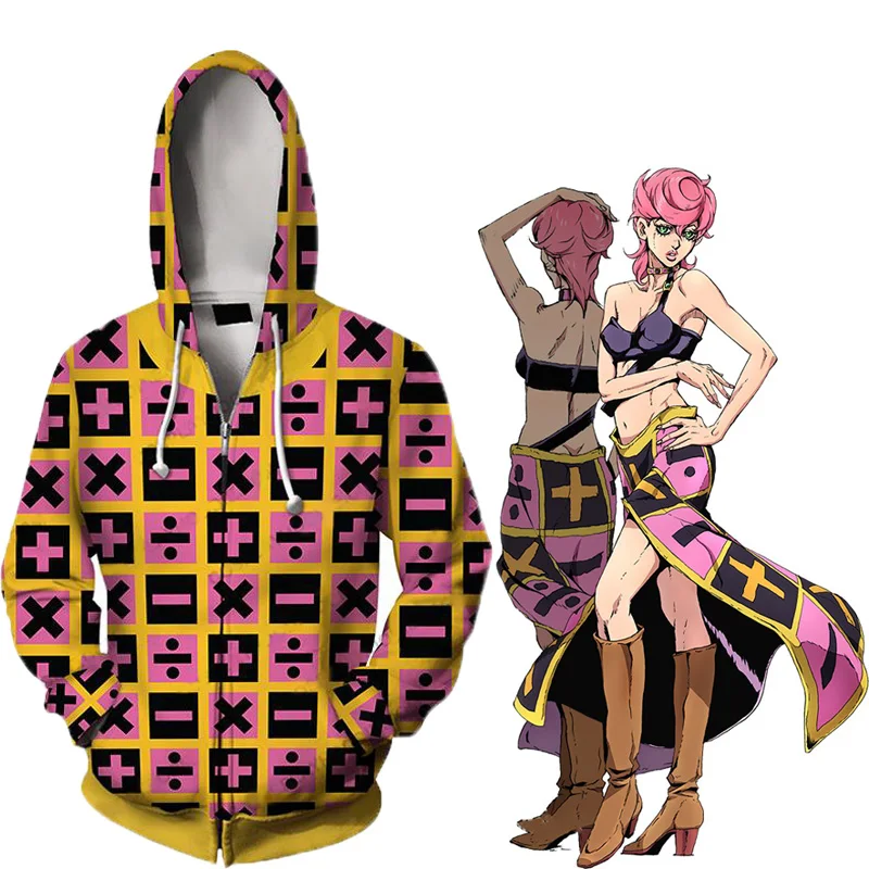 

Anime Jojo Bizzare Adventure Hoodie Sweatshirt Giorno Giovanna Costume Girls Female Trish Una Spice Girl Clothing Jacket Tops