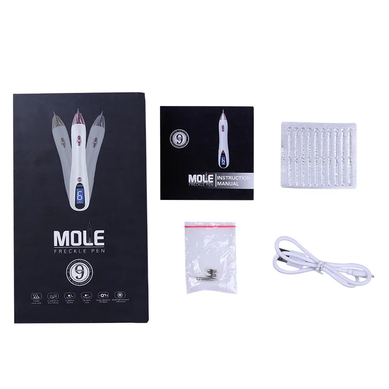 Máquina de Remoção de Sardas Remoção de Tatuagem Laser Recarregável Agulha Durável Beleza Elétrica Sarda Caneta Rosto Verruga Lcd 16 rosto verruga caneta remoção de tatuagem
