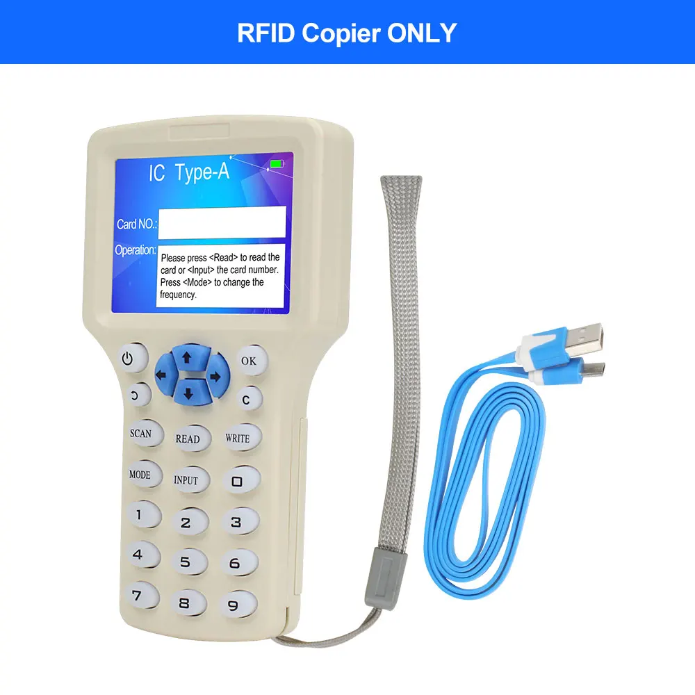 10 Частотный NFC считыватель смарт-карт писатель RFID Копир Дубликатор 125 кГц 13,56 МГц USB брелок программист копия зашифрованная карта идентификатор пользователя - Цвет: RFID Copier ONLY