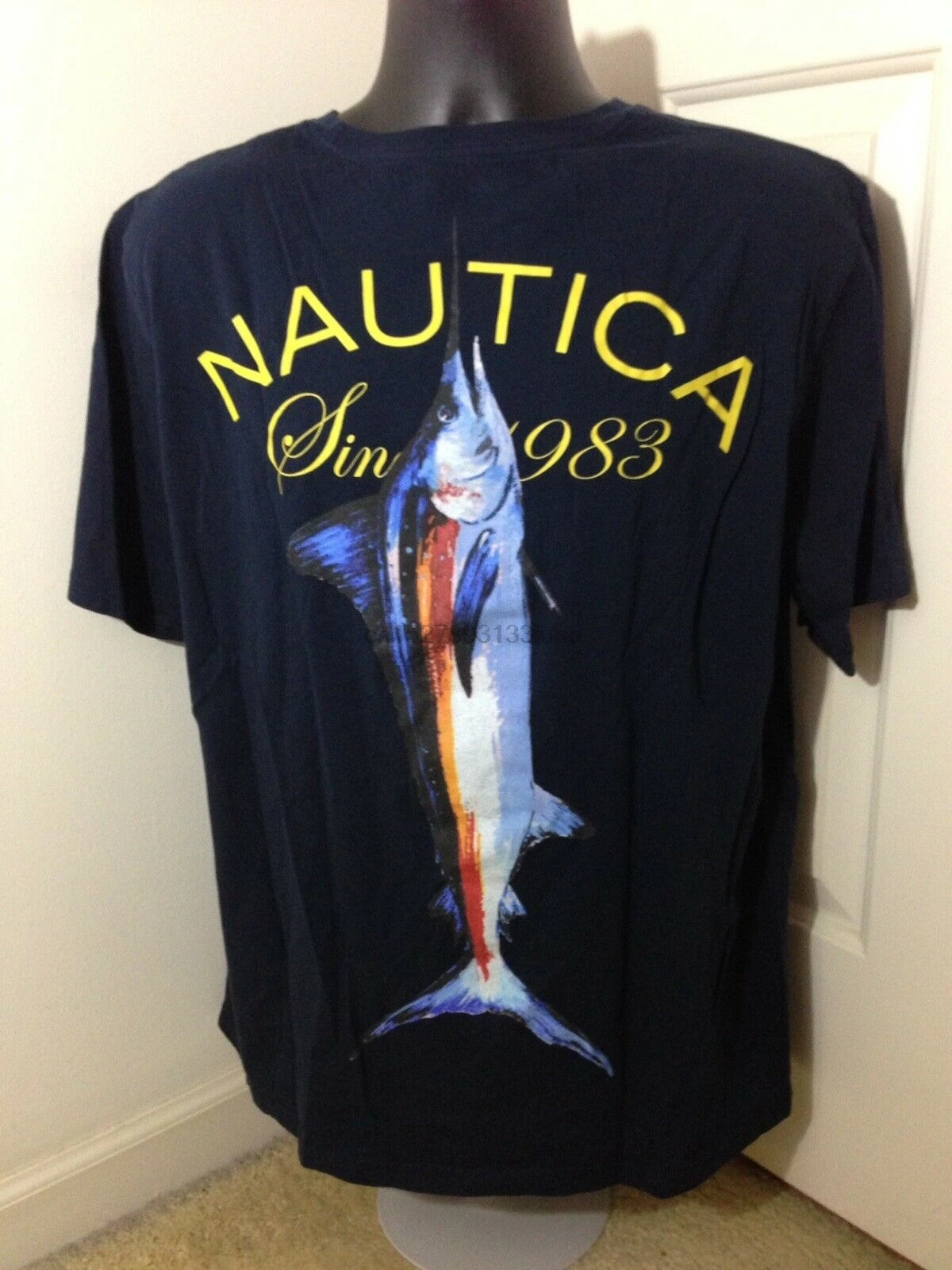 Fish Swordfish Fishing Big Fish Spell Out 1983 Huge Logo T Shirt Large