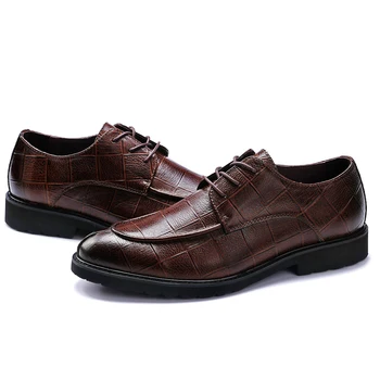 

Korean Retro Pointed Mens Toe Genuine Leather Casual Shoes Lace Up Business Man Footwear High Quality Block Heel Oxford Zapatos