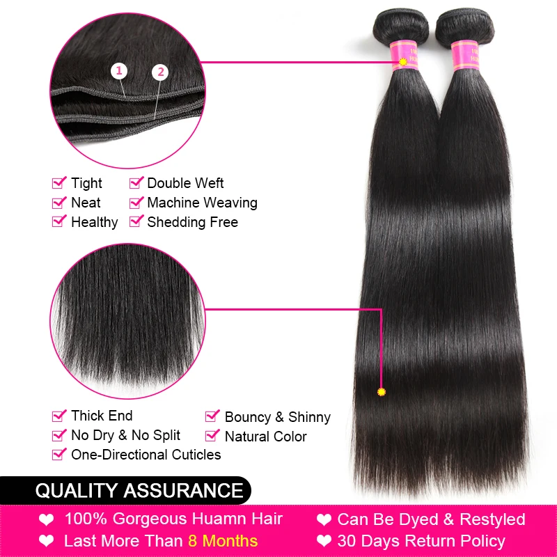  Meetu Malaysian Hair Bundles with Closure Straight Hair Bundles with Closure Natural Human Hair Bun