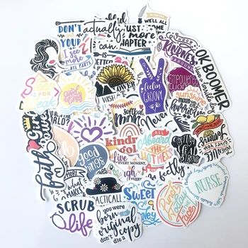 

50Pcs/Set The Colorful Motivational Quotes Stickers With Proverbs Blessing Words Classic Stickers