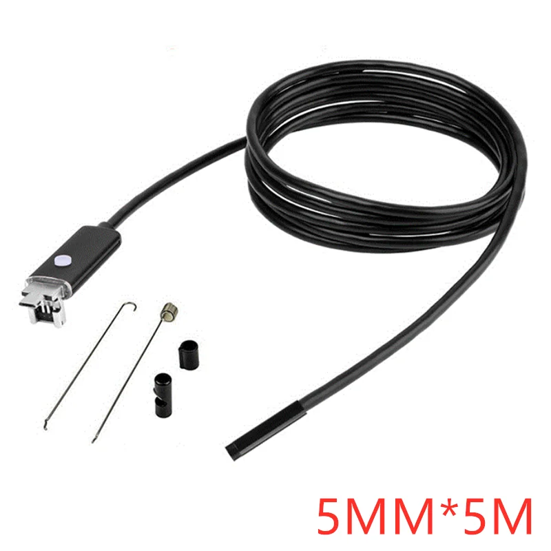 5,5 мм 2 м 5 м Тип C USB мини эндоскоп камера гибкий жесткий кабель Змея бороскоп Инспекционная камера для Android смартфон ПК - Цвет: 5 M